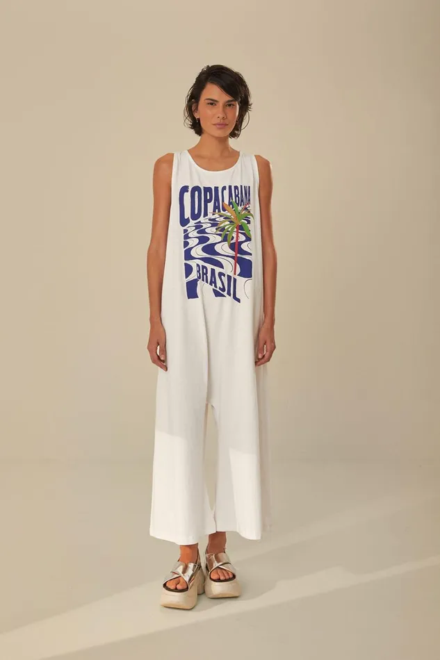 Women OffWhite Copacabana Jersey Jumpsuit Offwhite FARM Rio Jumpsuits