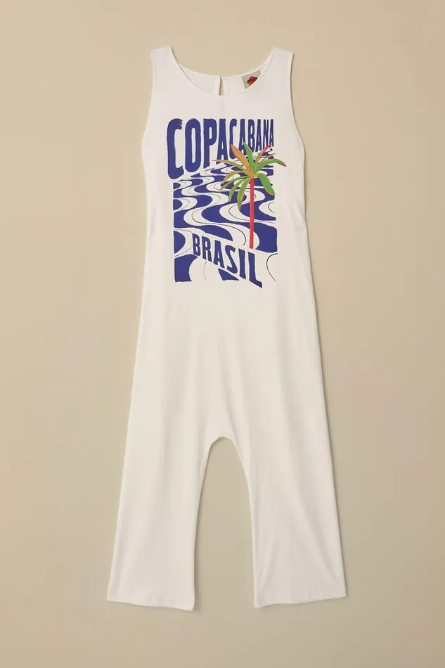 Women OffWhite Copacabana Jersey Jumpsuit Offwhite FARM Rio Jumpsuits