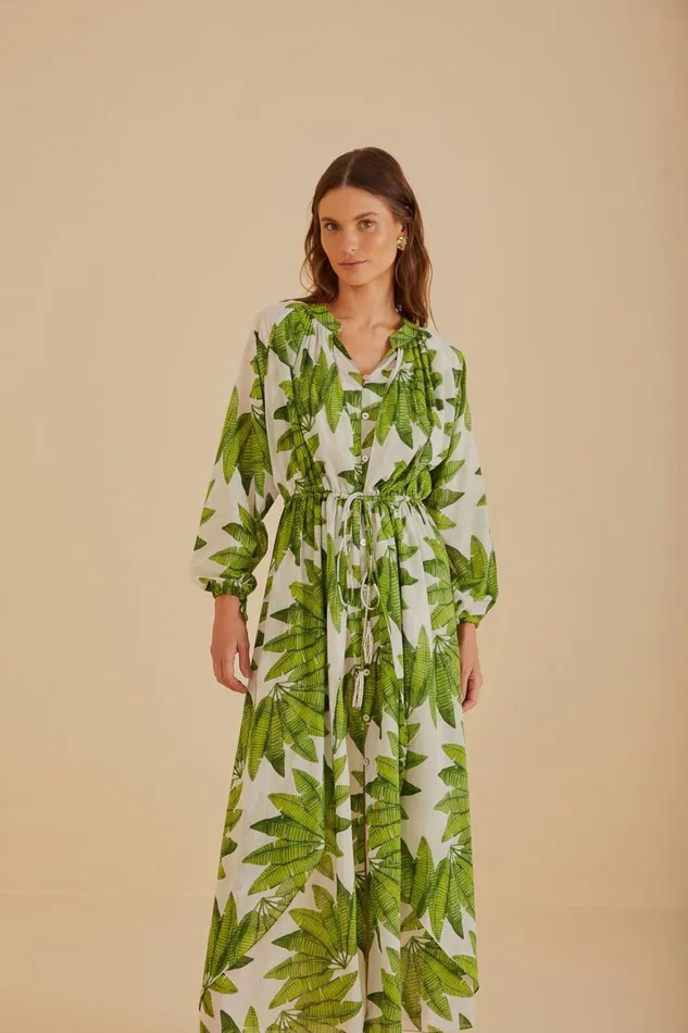 Women OffWhite Palm Fan Maxi Dress Palm Fan Offwhite FARM Rio Maxi Dresses