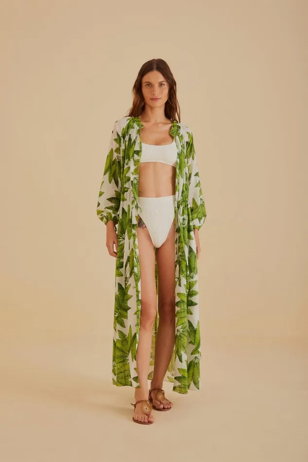 Women OffWhite Palm Fan Maxi Dress Palm Fan Offwhite FARM Rio Maxi Dresses