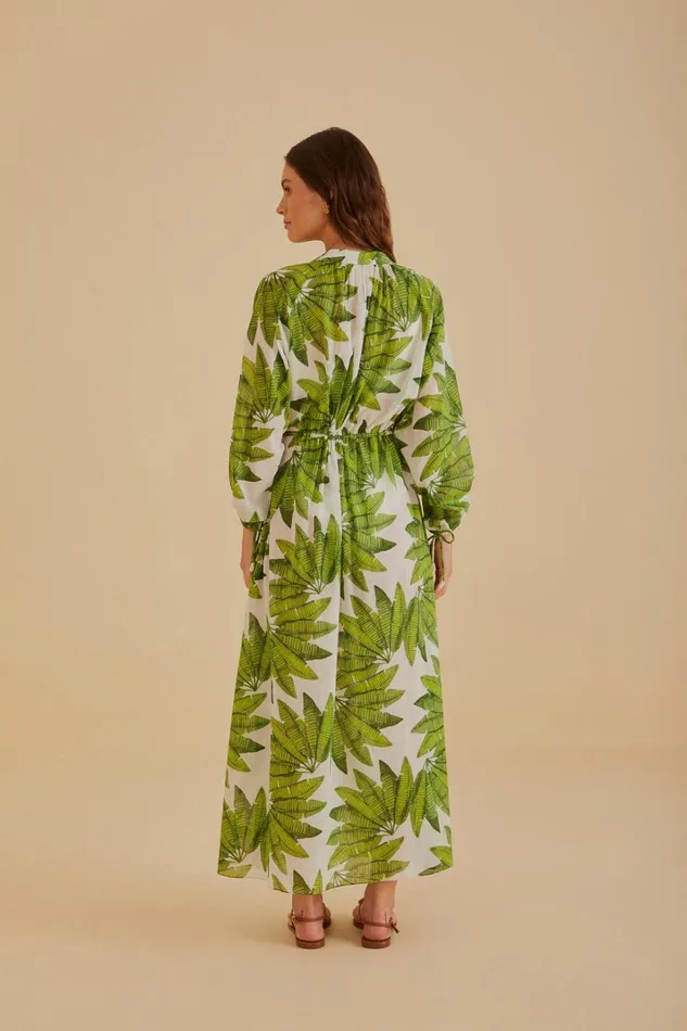 Women OffWhite Palm Fan Maxi Dress Palm Fan Offwhite FARM Rio Maxi Dresses