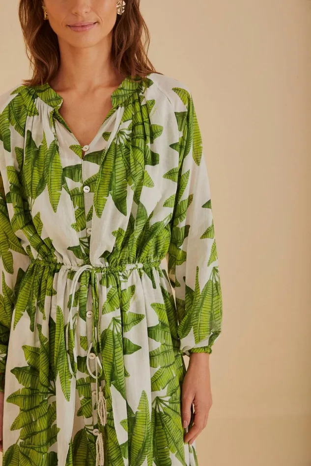 Women OffWhite Palm Fan Maxi Dress Palm Fan Offwhite FARM Rio Maxi Dresses
