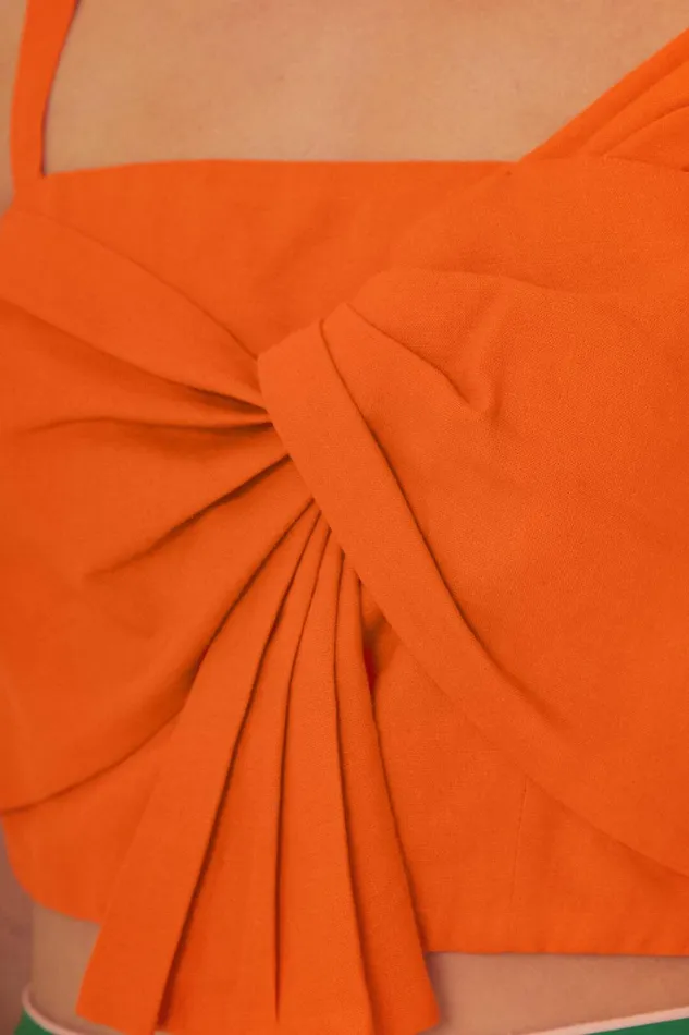 Women Orange Front Bow Top Orange FARM Rio Crop Tops
