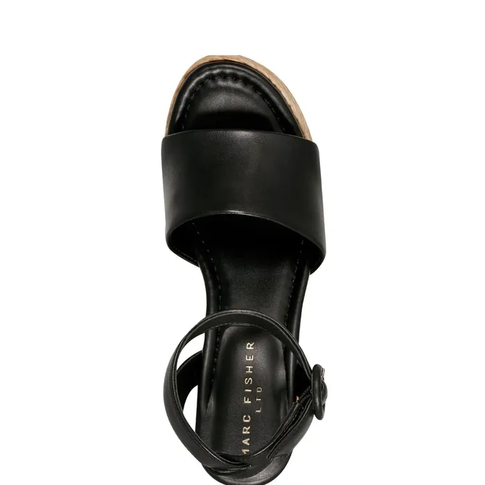 Women Palyca Platform Espadrille Sandal Black Leather Marc Fisher Sandals