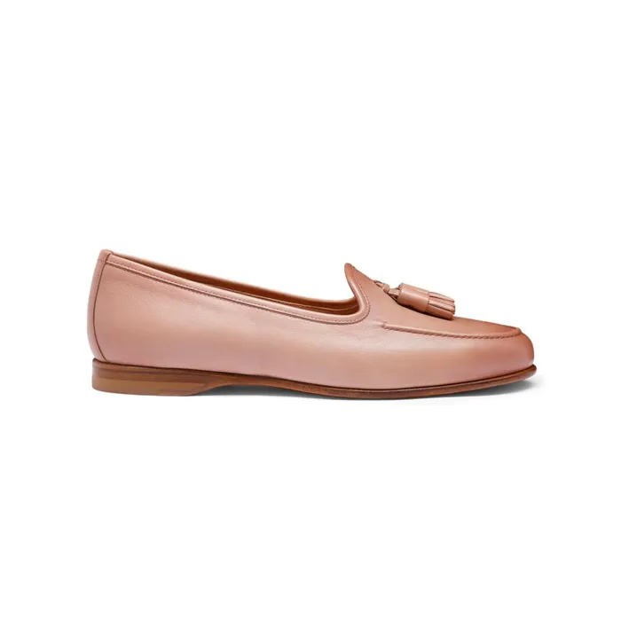 Women Pink Leather Andrea Tassel Loafer Santoni Loafers