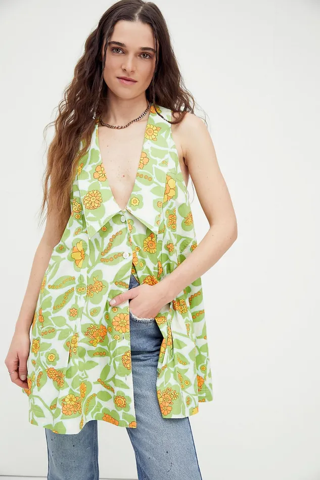 Women Printed Dresses Free People Katie Printed Dress Retro Green Combo