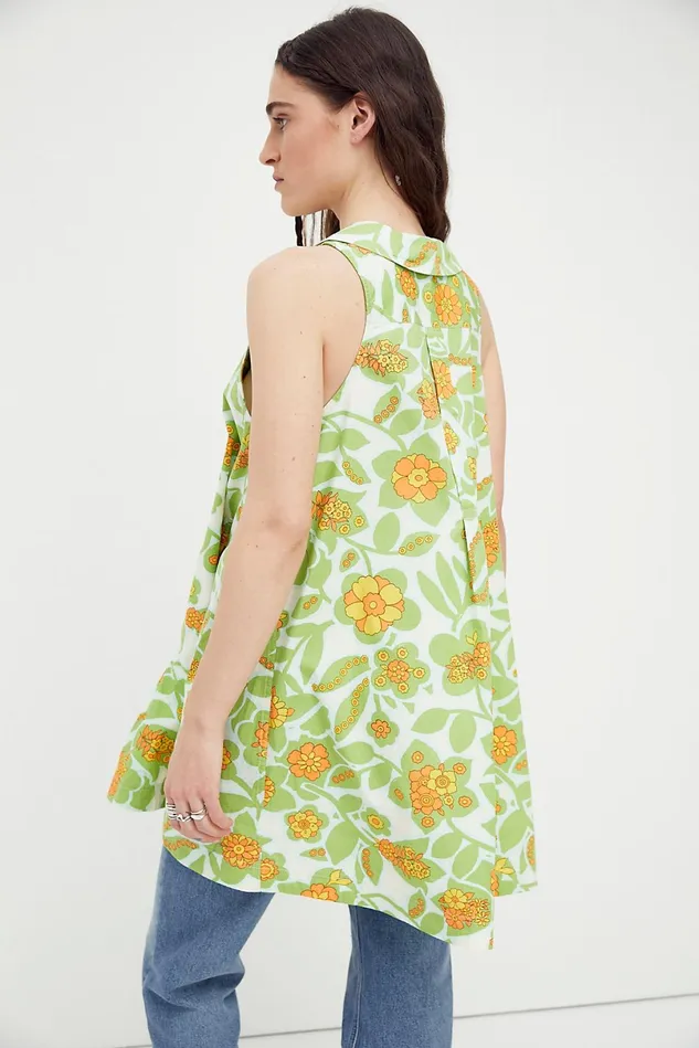 Women Printed Dresses Free People Katie Printed Dress Retro Green Combo