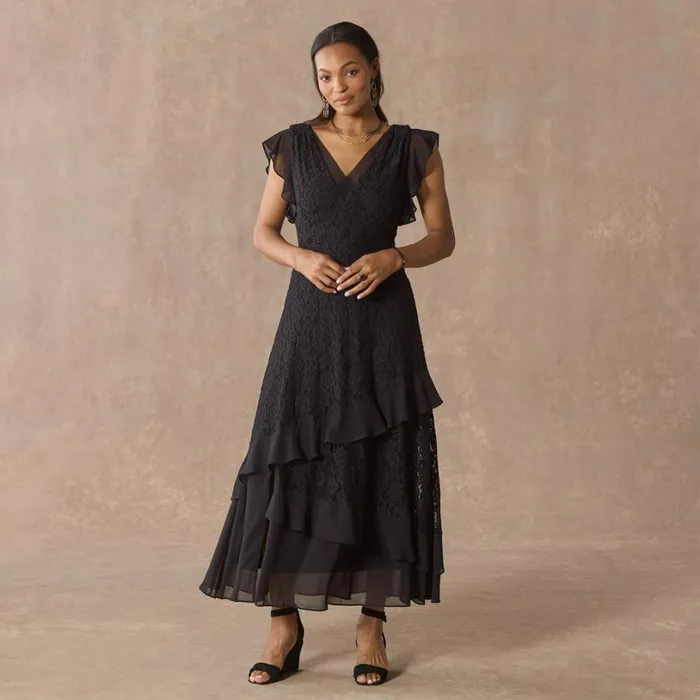 Women Promenade Au Jardin Dress Petite Black Sundance Catalog Dresses and Jumpsuits