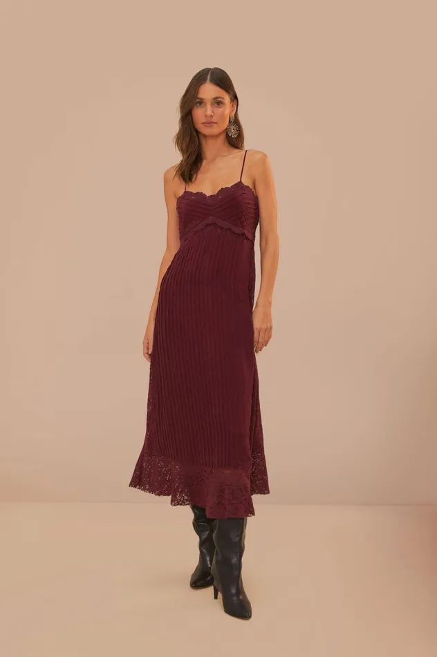 Women Purple Lace Sleeveless Midi Dress Purple FARM Rio Midi Dresses