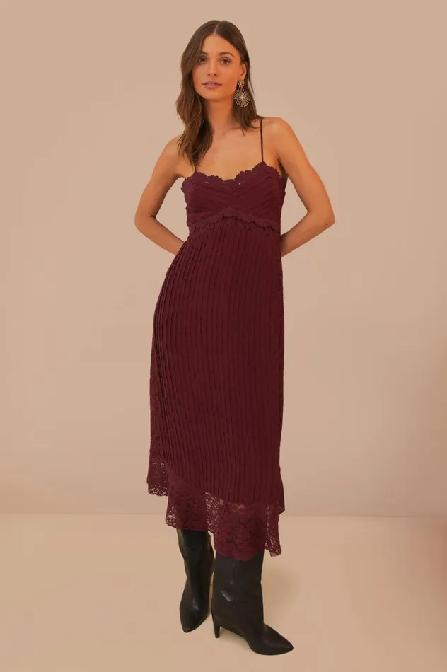 Women Purple Lace Sleeveless Midi Dress Purple FARM Rio Midi Dresses