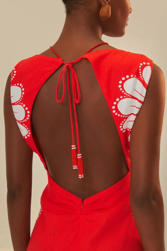 Women Red Ainika Shell LENZING ECOVERO Euroflax Midi Dress Ainika Shell Red FARM Rio Midi Dresses