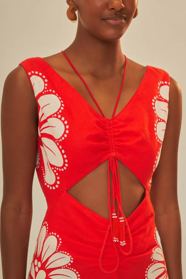 Women Red Ainika Shell LENZING ECOVERO Euroflax Midi Dress Ainika Shell Red FARM Rio Midi Dresses