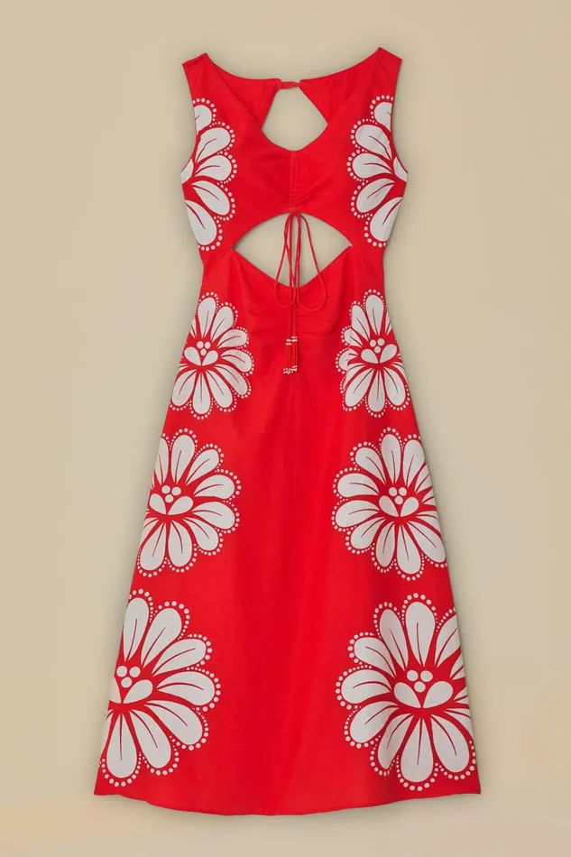Women Red Ainika Shell LENZING ECOVERO Euroflax Midi Dress Ainika Shell Red FARM Rio Midi Dresses