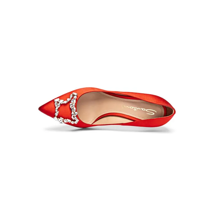 Women Red Satin HighHeel Sibille Pump Santoni Pumps and Heels
