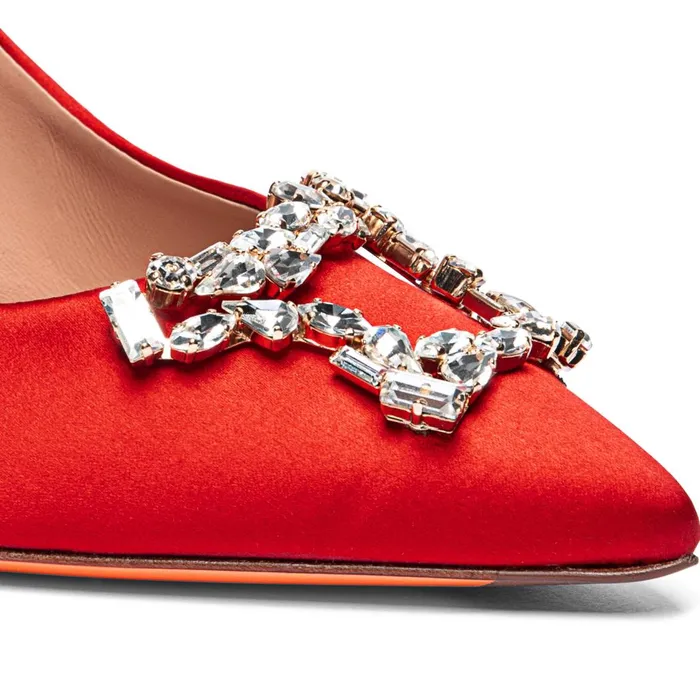 Women Red Satin HighHeel Sibille Pump Santoni Pumps and Heels