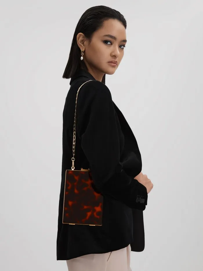 Women Reiss Bags Gigi Acetate Clutch Bag Tortoise