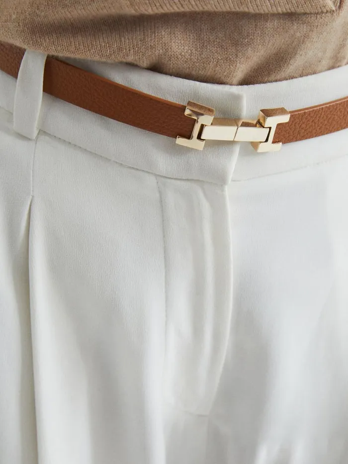 Women Reiss Belts Hayley Leather Square Hinge Belt Tan