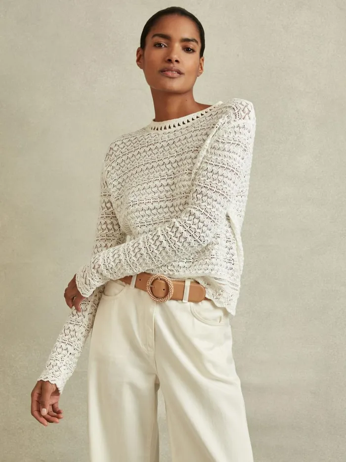 Women Reiss Belts Jasmine Leather Beaded Buckle Belt Tan