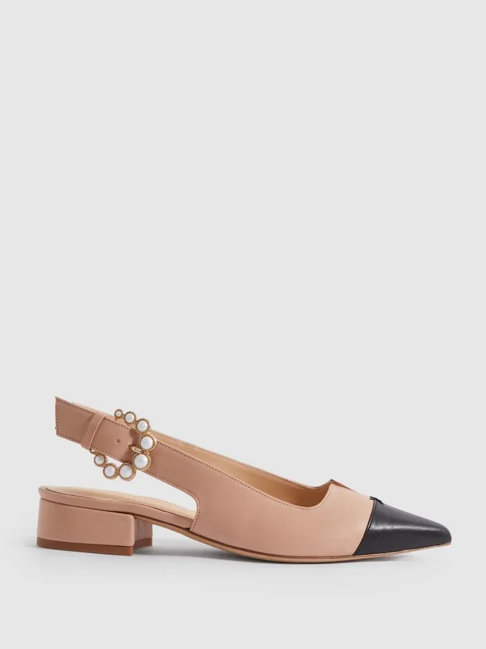 Women Reiss Brands Elphick Slingback Flats Taupeblack