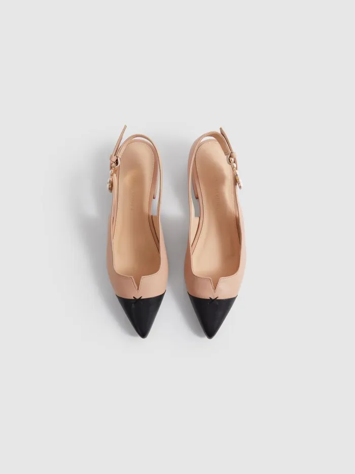 Women Reiss Brands Elphick Slingback Flats Taupeblack