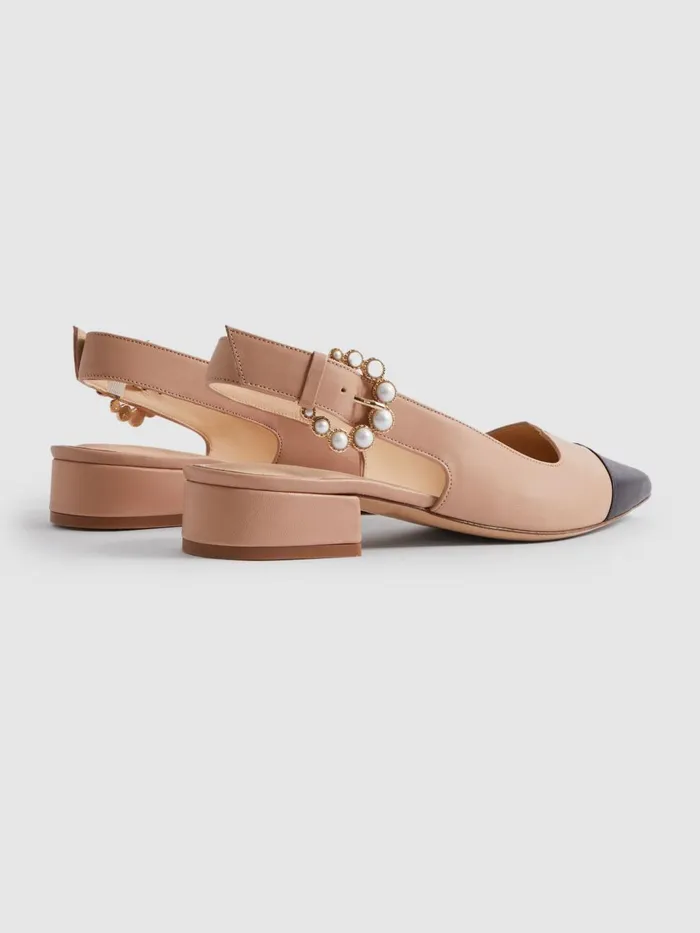 Women Reiss Brands Elphick Slingback Flats Taupeblack