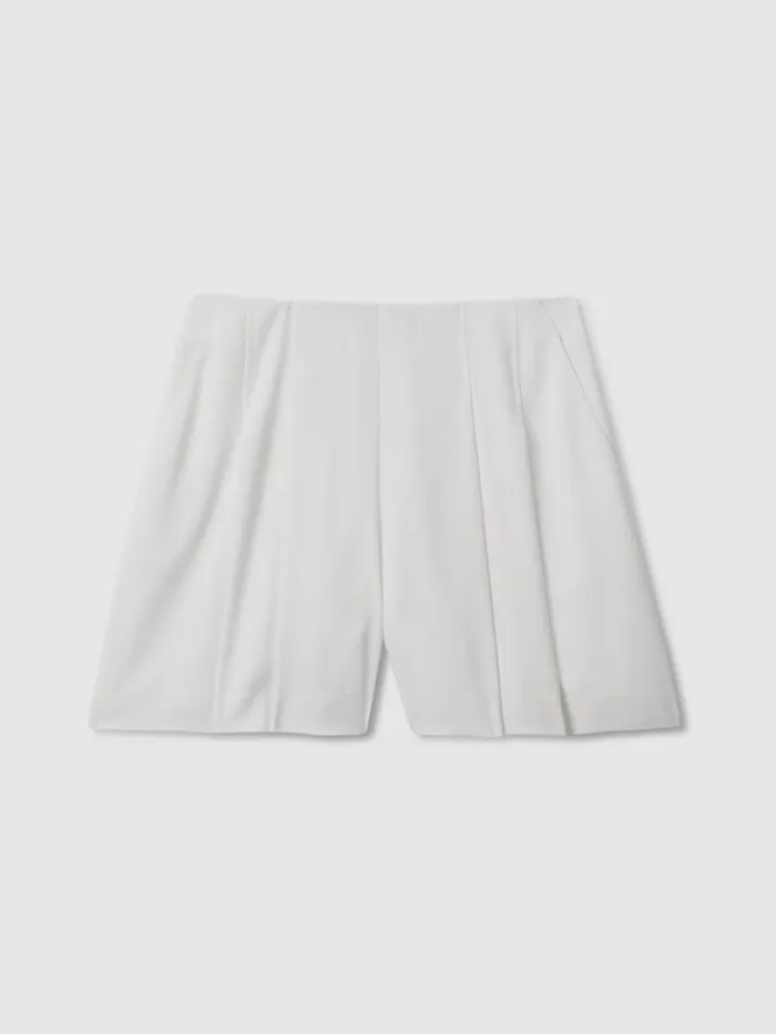 Women Reiss Brands High Rise Pleated Shorts Ivory