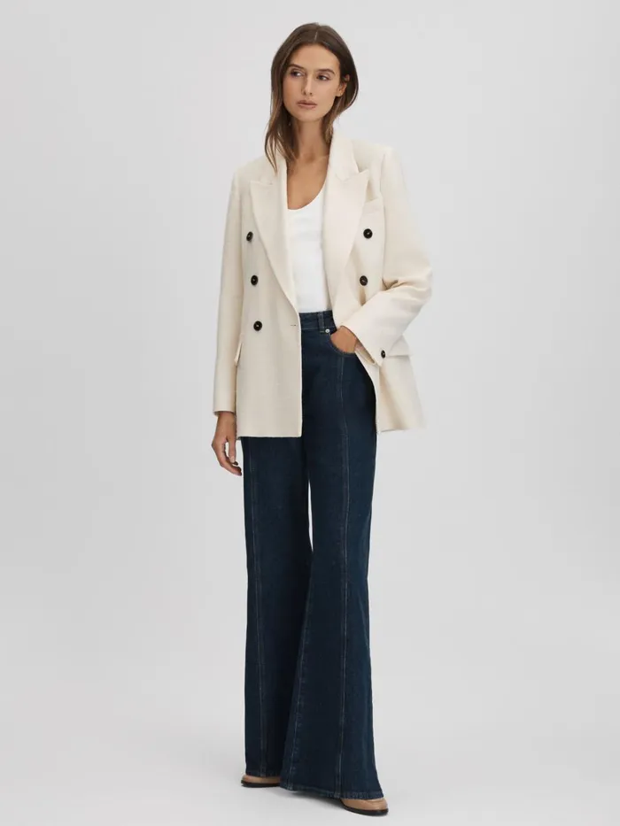 Women Reiss Coats Bronte Textured Double Breasted Blazer White