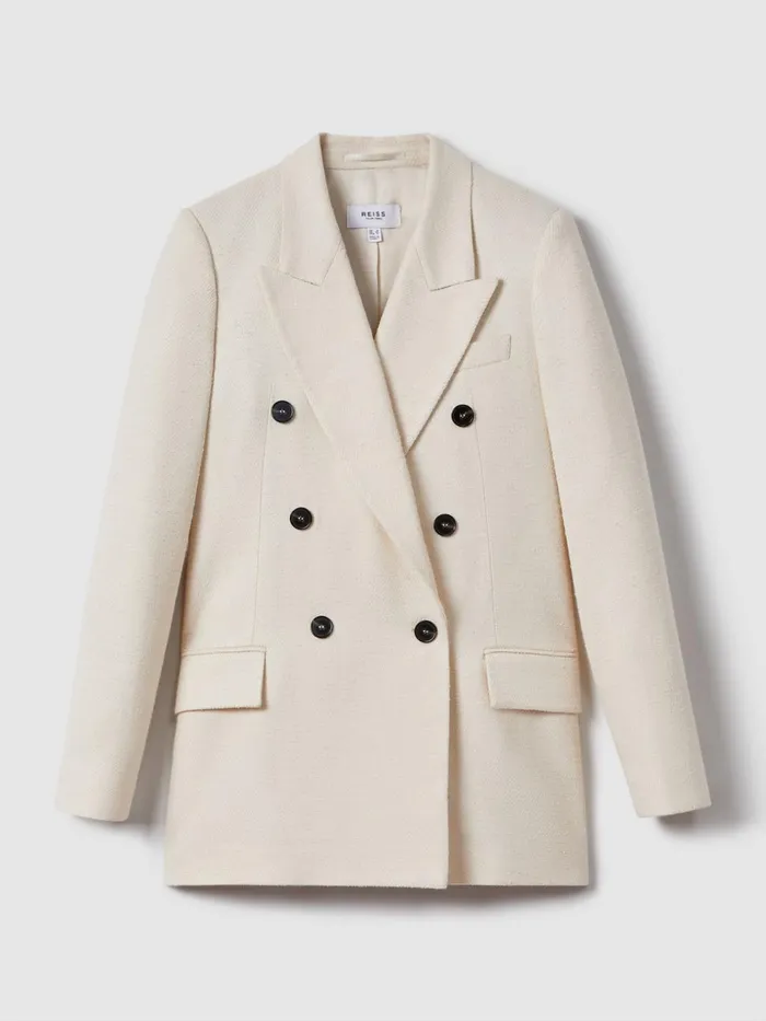 Women Reiss Coats Bronte Textured Double Breasted Blazer White