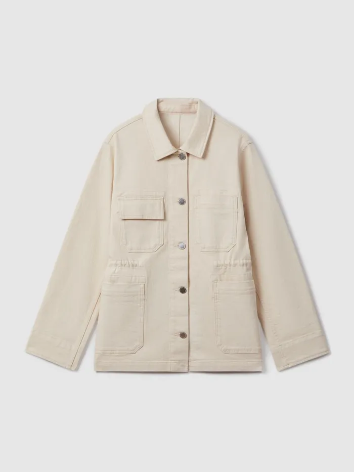 Women Reiss Coats Clayton Denim Overshirt Cream