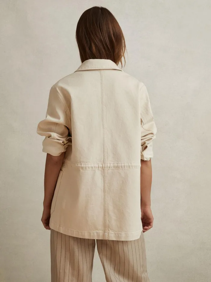 Women Reiss Coats Clayton Denim Overshirt Cream