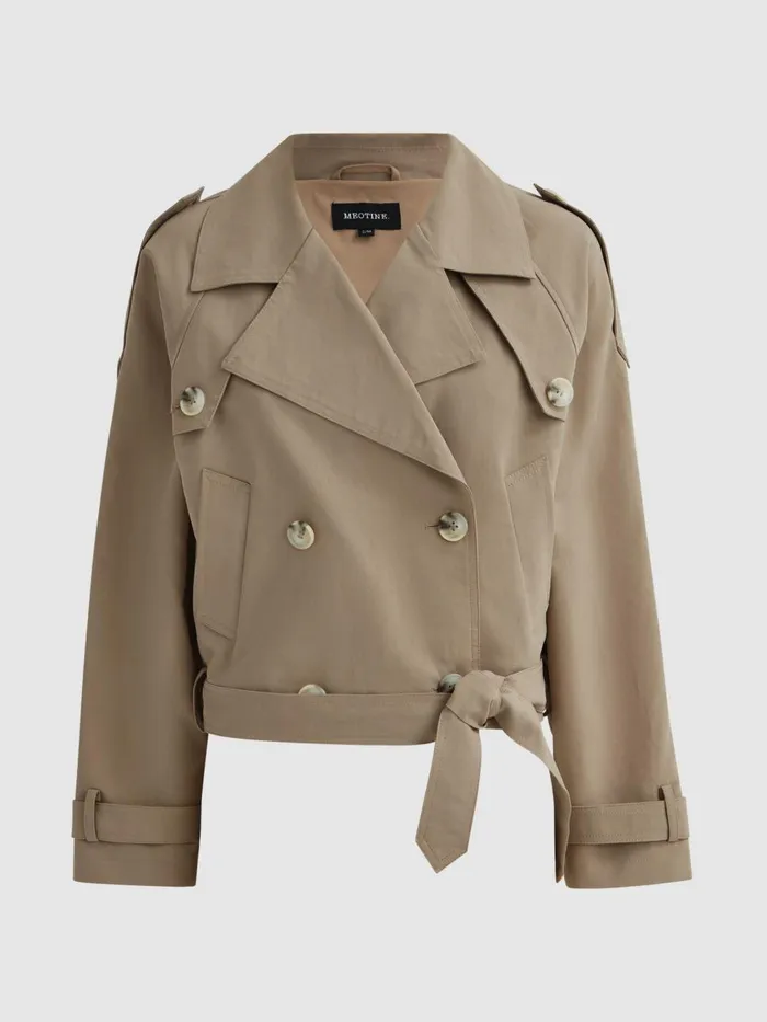 Women Reiss Coats Cropped Trenchcoat Beige
