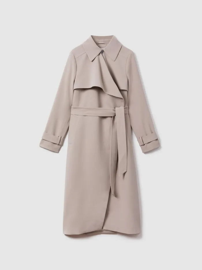 Women Reiss Coats Etta Double Breasted Belted Trench Coat Mink Neutral