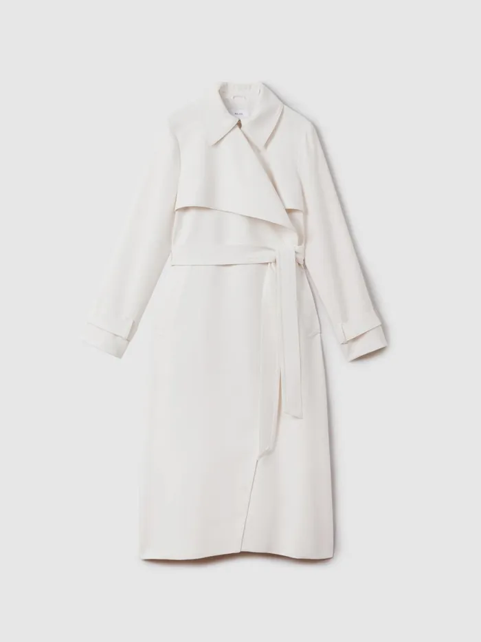Women Reiss Coats Etta Double Breasted Belted Trench Coat White