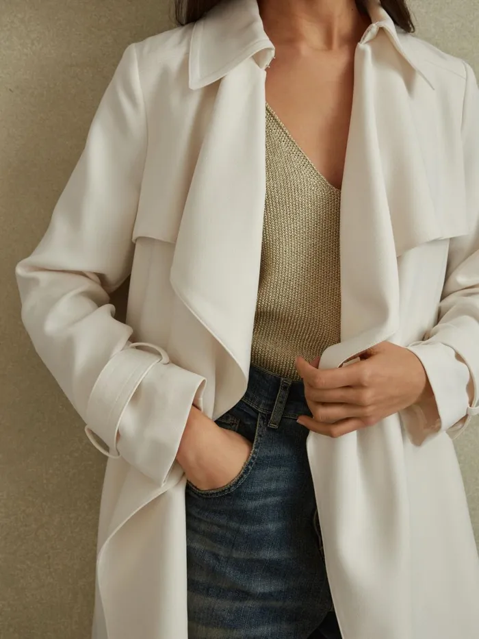 Women Reiss Coats Etta Double Breasted Belted Trench Coat White