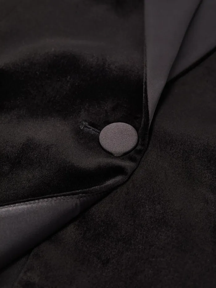 Women Reiss Coats Opal Velvet Single Breasted Blazer Black
