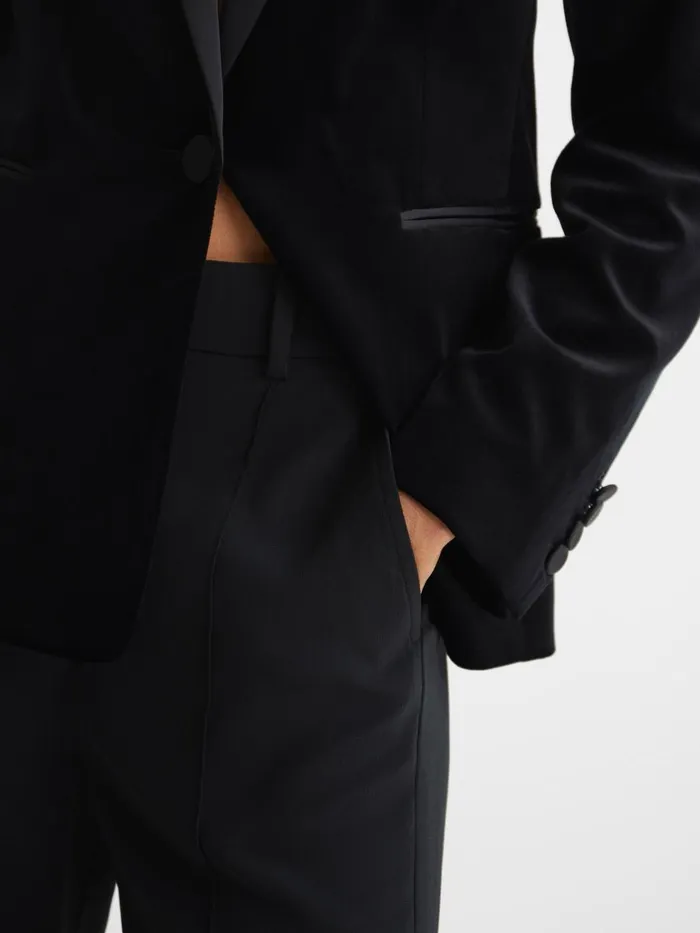 Women Reiss Coats Opal Velvet Single Breasted Blazer Black