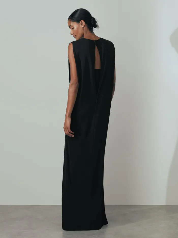Women Reiss Dresses Corset Detail Jersey Maxi Dress Black