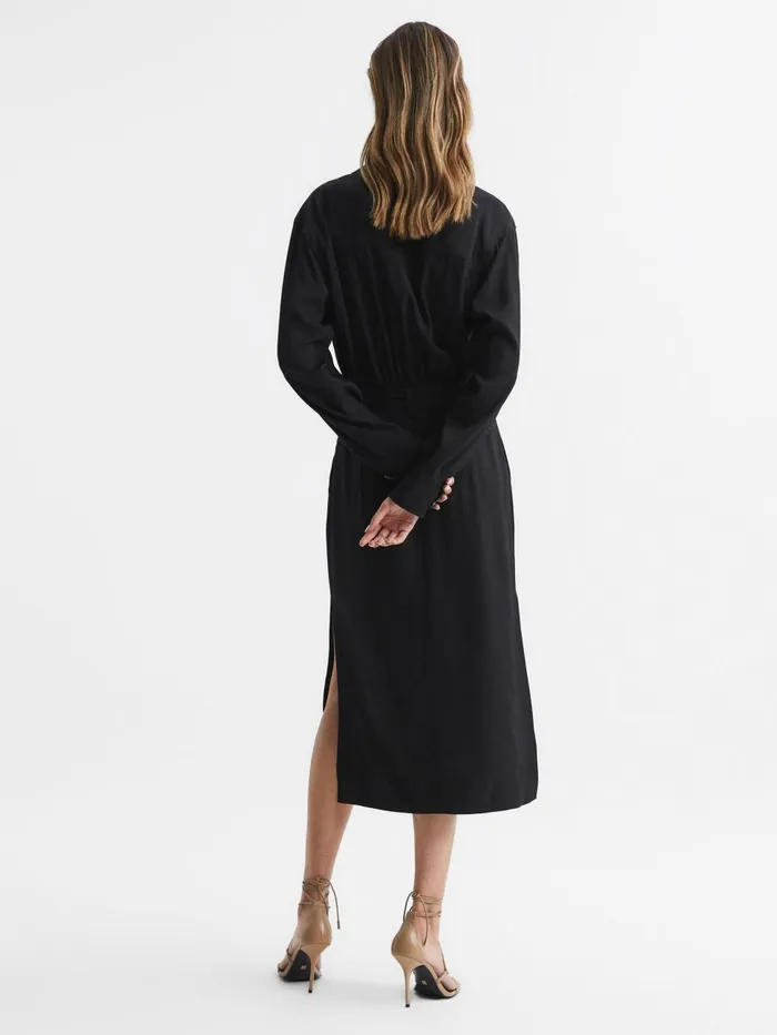 Women Reiss Dresses Gail Safari Midi Dress Black