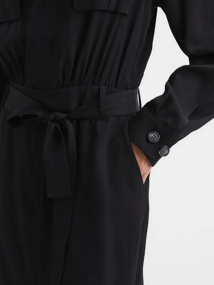 Women Reiss Dresses Gail Safari Midi Dress Black