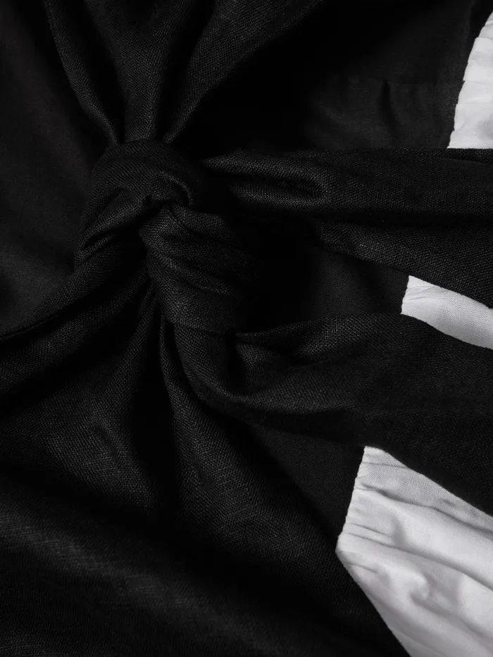 Women Reiss Dresses Hadley Linen Colourblock Mini Dress Blackwhite