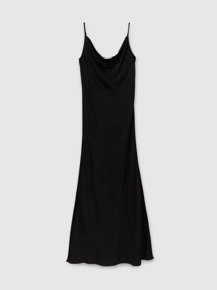 Women Reiss Dresses Isabel Satin Cowl Neck Midi Dress Black