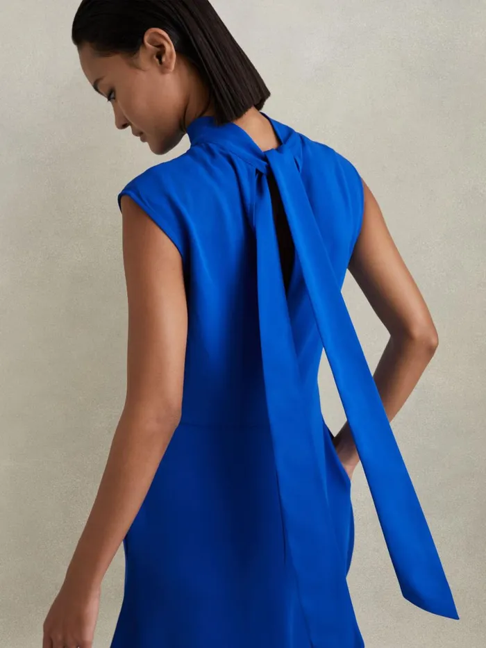 Women Reiss Dresses Libby Fitted Asymmetric Midi Dress Cobalt Blue