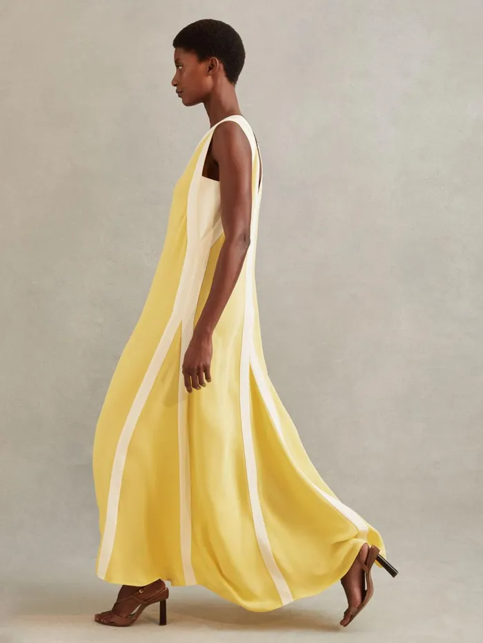Women Reiss Dresses Rae Colourblock Maxi Dress Yellowcream