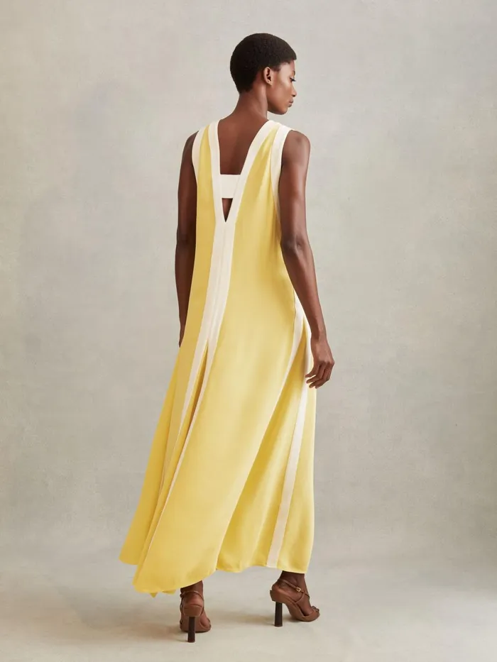 Women Reiss Dresses Rae Colourblock Maxi Dress Yellowcream