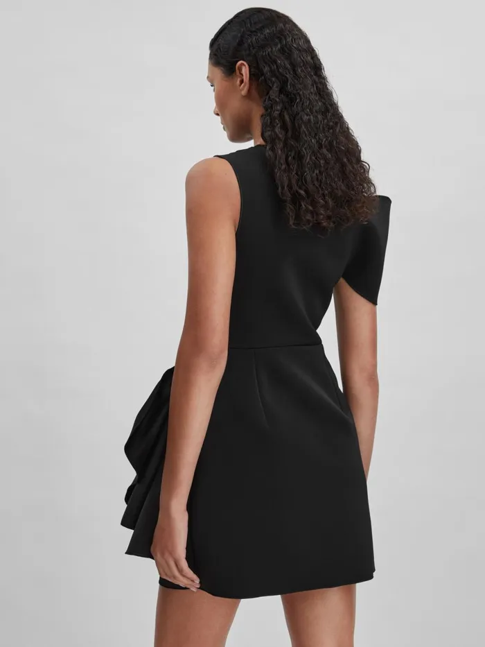 Women Reiss Dresses Ruffle Side Mini Dress Black