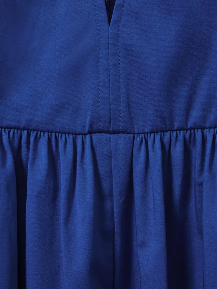 Women Reiss Dresses Yana Cotton Blend HighLow Midi Dress Cobalt Blue