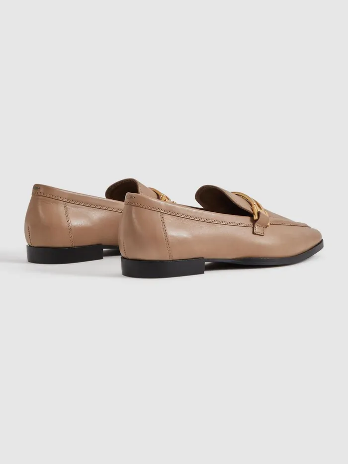 Women Reiss Flats Angela Leather Rounded Loafers Nude