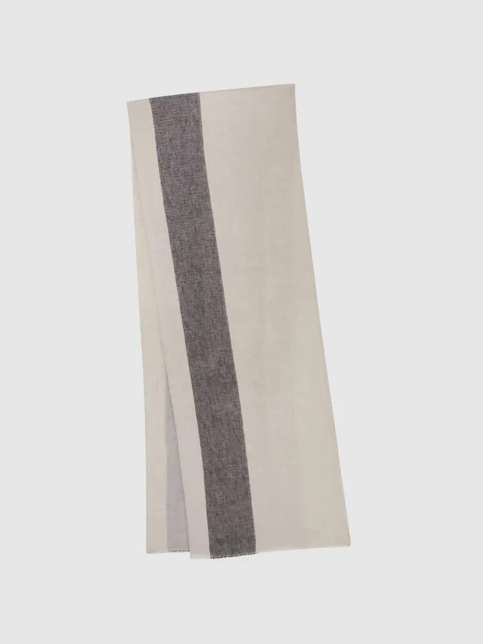 Women Reiss Hats Gloves and Scarves Beatrix ModalLinen Striped Scarf Black
