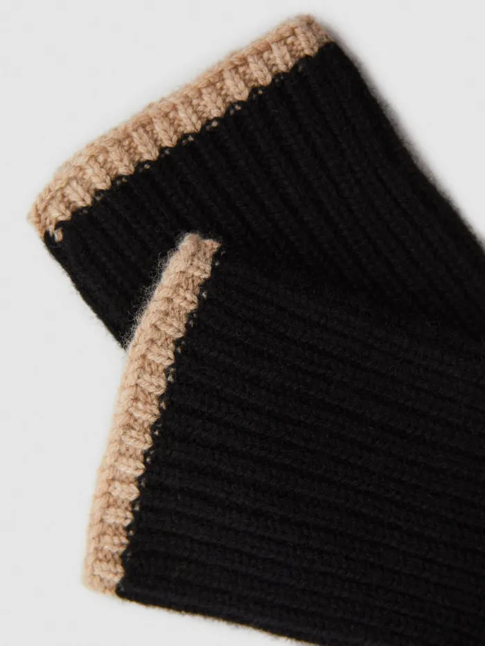 Women Reiss Hats Gloves and Scarves Hazel Wool Blend Contrast Trim Gloves Blackcamel