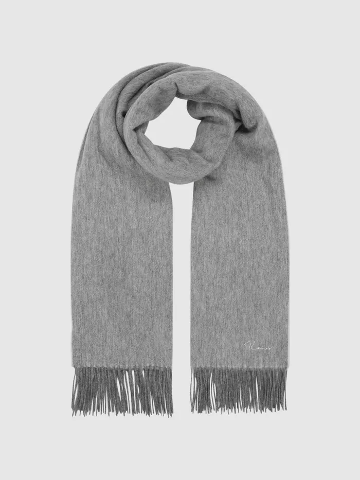 Women Reiss Hats Gloves and Scarves Picton WoolCashmere Scarf Soft Grey